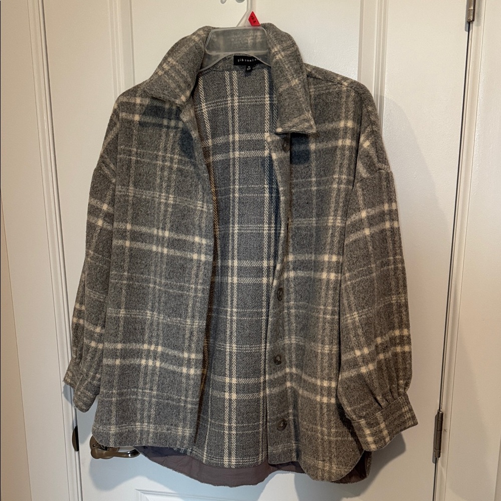 Gibson Gray Plaid Lightweight Shirt Jacket
